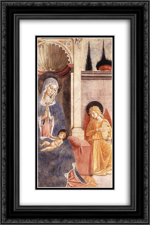 Madonna and Child (detail) 16x24 Black Ornate Wood Framed Art Print Poster with Double Matting by Gozzoli, Benozzo