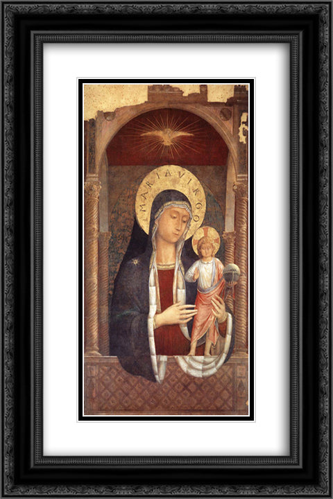 Madonna and Child Giving Blessings 16x24 Black Ornate Wood Framed Art Print Poster with Double Matting by Gozzoli, Benozzo