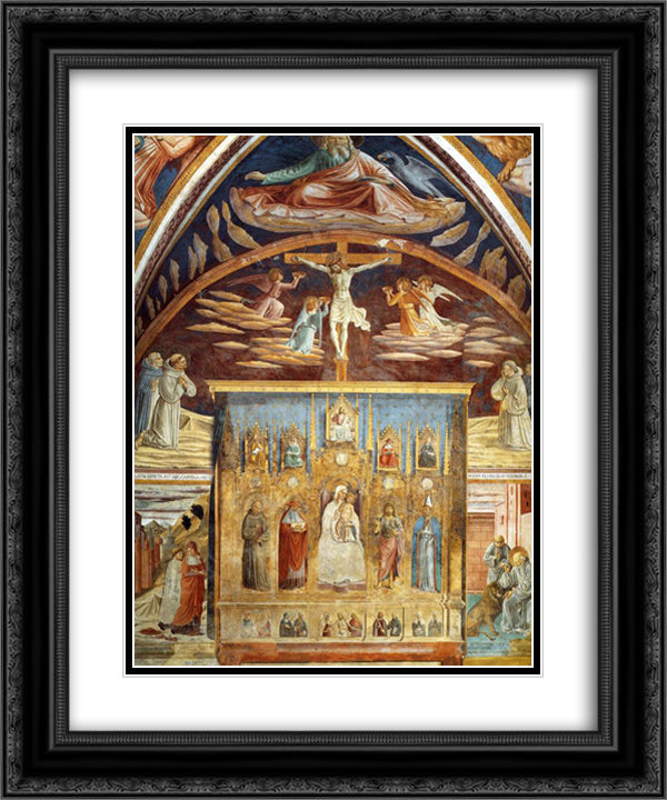 Madonna and Child Surrounded by Saints 20x24 Black Ornate Wood Framed Art Print Poster with Double Matting by Gozzoli, Benozzo