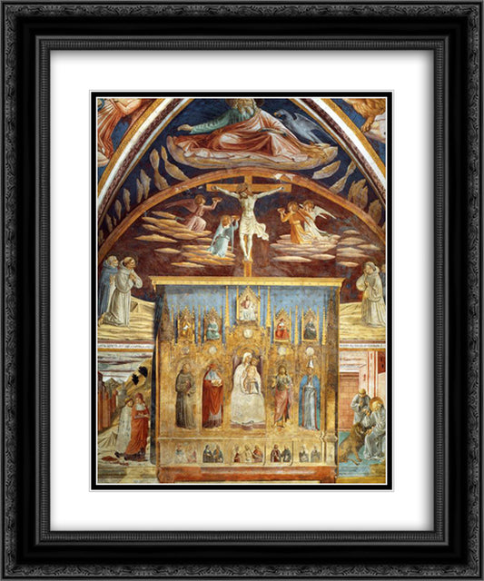 Madonna and Child Surrounded by Saints 20x24 Black Ornate Wood Framed Art Print Poster with Double Matting by Gozzoli, Benozzo