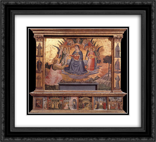 Madonna della Cintola 22x20 Black Ornate Wood Framed Art Print Poster with Double Matting by Gozzoli, Benozzo