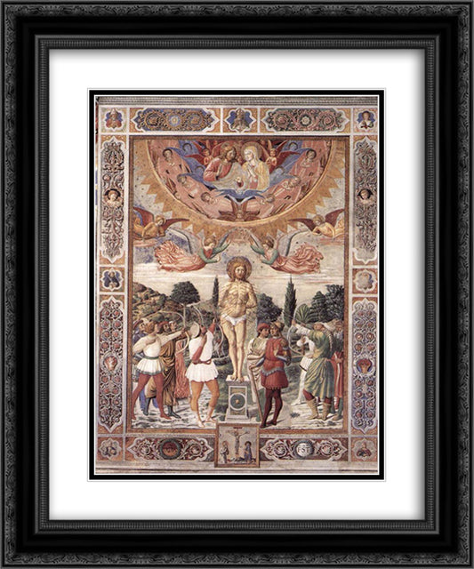 Martyrdom of St. Sebastian 20x24 Black Ornate Wood Framed Art Print Poster with Double Matting by Gozzoli, Benozzo