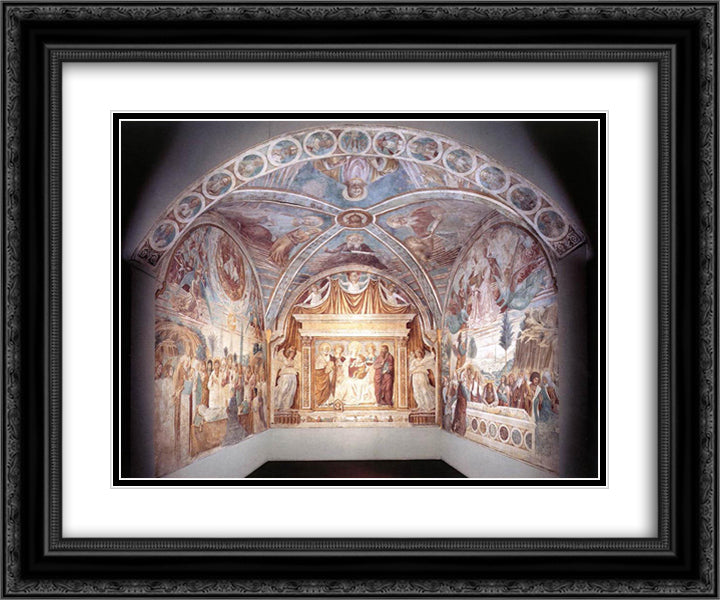 Overall view of the Tabernacle of the Madonna delle Tosse 24x20 Black Ornate Wood Framed Art Print Poster with Double Matting by Gozzoli, Benozzo