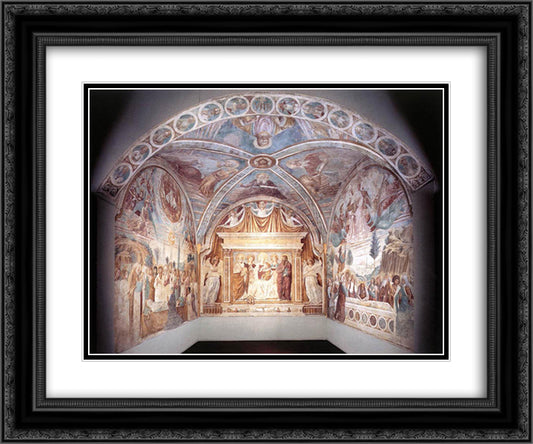 Overall view of the Tabernacle of the Madonna delle Tosse 24x20 Black Ornate Wood Framed Art Print Poster with Double Matting by Gozzoli, Benozzo