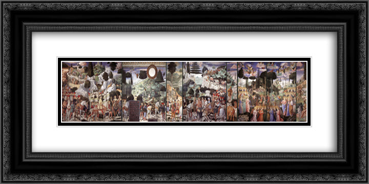 Procession of the Magi 24x12 Black Ornate Wood Framed Art Print Poster with Double Matting by Gozzoli, Benozzo