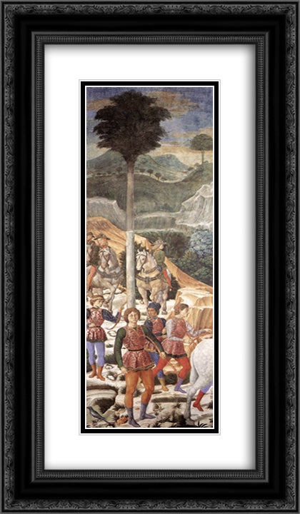 Procession of the Magi (detail) 14x24 Black Ornate Wood Framed Art Print Poster with Double Matting by Gozzoli, Benozzo