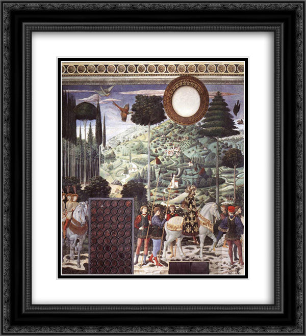 Procession of the Magus Melchior (detail) 20x22 Black Ornate Wood Framed Art Print Poster with Double Matting by Gozzoli, Benozzo