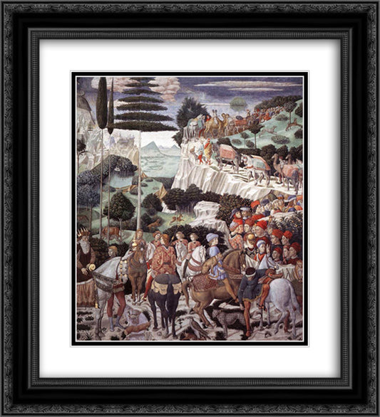 Procession of the Oldest King 20x22 Black Ornate Wood Framed Art Print Poster with Double Matting by Gozzoli, Benozzo