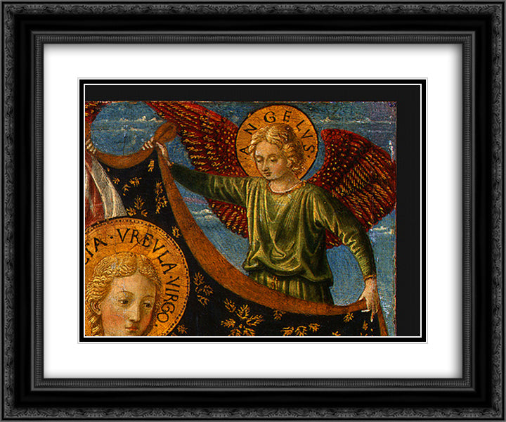 Saint Ursula with Angels and Donor (detail) 24x20 Black Ornate Wood Framed Art Print Poster with Double Matting by Gozzoli, Benozzo