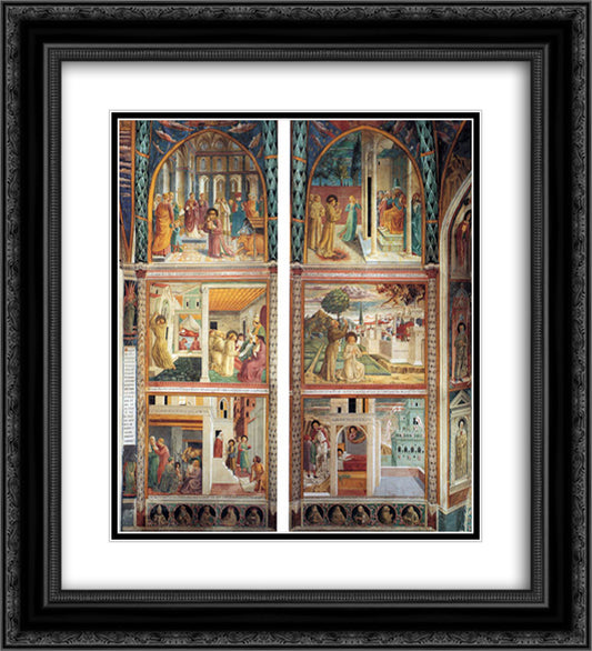 Scenes from the Life of St. Francis (north wall) 20x22 Black Ornate Wood Framed Art Print Poster with Double Matting by Gozzoli, Benozzo