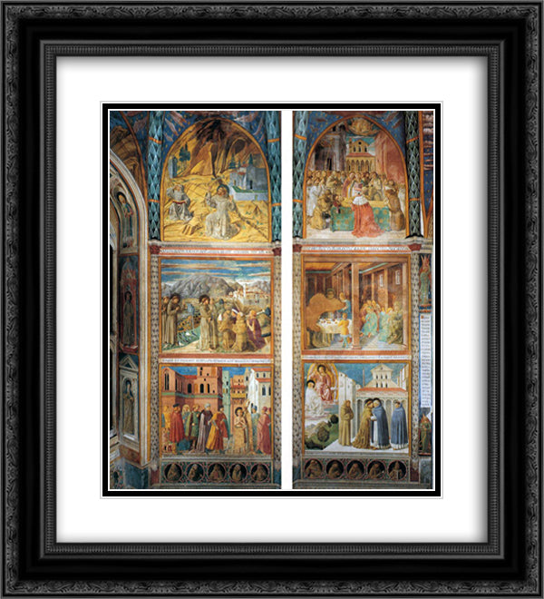 Scenes from the Life of St. Francis (south wall) 20x22 Black Ornate Wood Framed Art Print Poster with Double Matting by Gozzoli, Benozzo