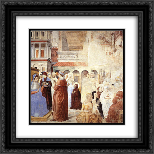 Scenes with St. Ambrose 20x20 Black Ornate Wood Framed Art Print Poster with Double Matting by Gozzoli, Benozzo