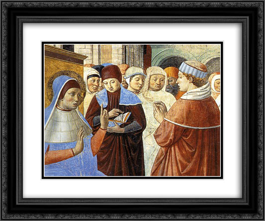 Scenes with St. Ambrose (detail) 24x20 Black Ornate Wood Framed Art Print Poster with Double Matting by Gozzoli, Benozzo