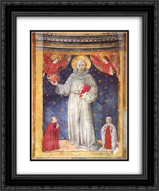 St. Anthony of Padua 20x24 Black Ornate Wood Framed Art Print Poster with Double Matting by Gozzoli, Benozzo