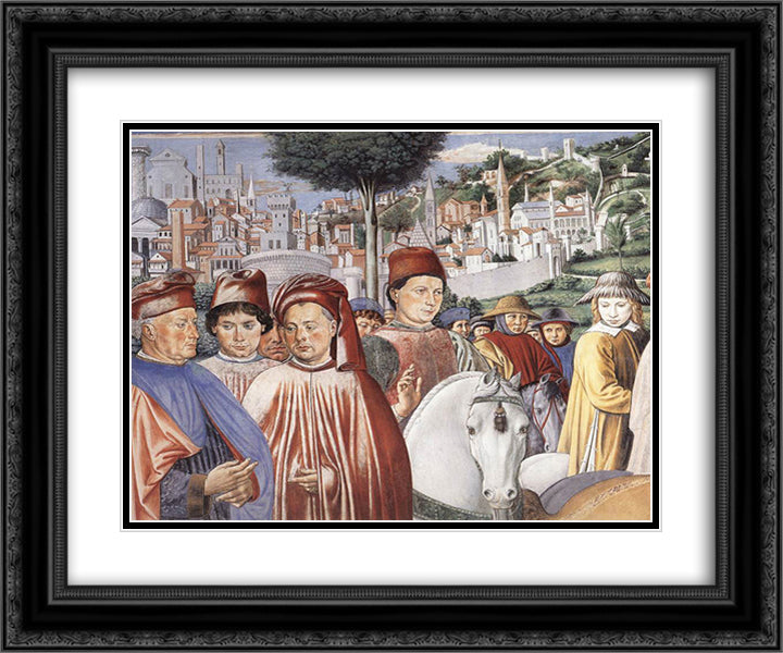 St. Augustine Departing for Milan (detail) 24x20 Black Ornate Wood Framed Art Print Poster with Double Matting by Gozzoli, Benozzo