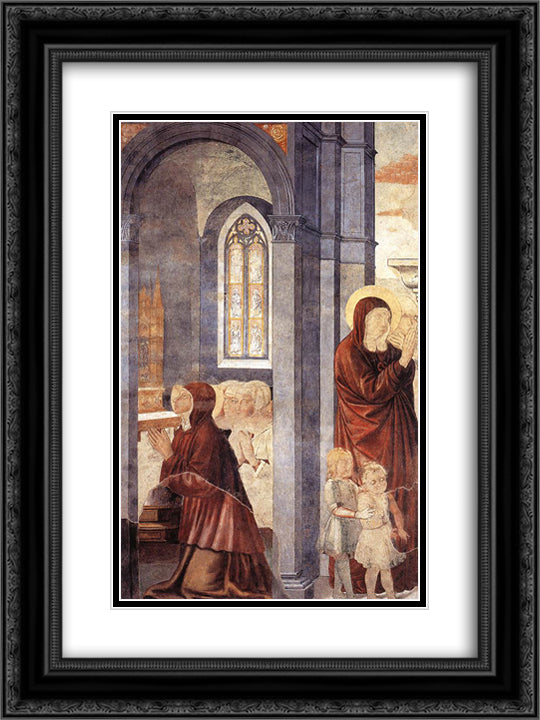 St. Augustine Leaving His Mother 18x24 Black Ornate Wood Framed Art Print Poster with Double Matting by Gozzoli, Benozzo