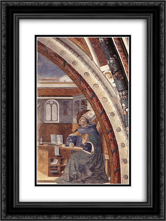 St. Augustine's Vision of St. Jerome 18x24 Black Ornate Wood Framed Art Print Poster with Double Matting by Gozzoli, Benozzo