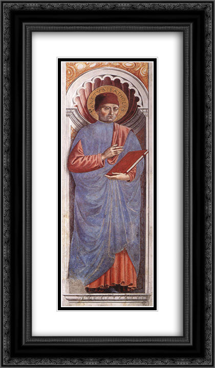 St. Bartolus 14x24 Black Ornate Wood Framed Art Print Poster with Double Matting by Gozzoli, Benozzo