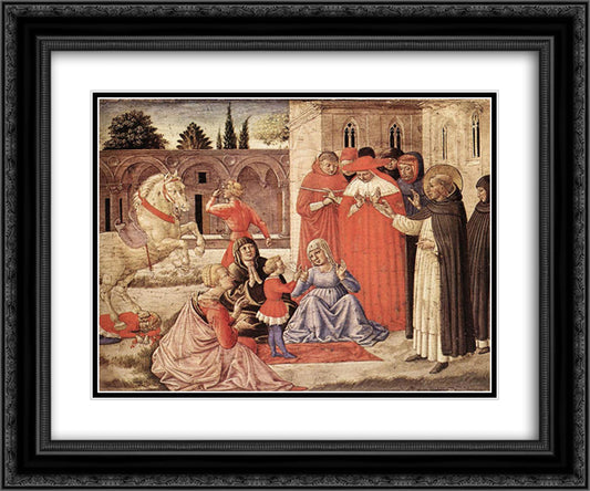 St. Dominic Reuscitates Napoleone Orsini 24x20 Black Ornate Wood Framed Art Print Poster with Double Matting by Gozzoli, Benozzo