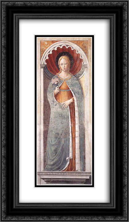 St. Fina 14x24 Black Ornate Wood Framed Art Print Poster with Double Matting by Gozzoli, Benozzo