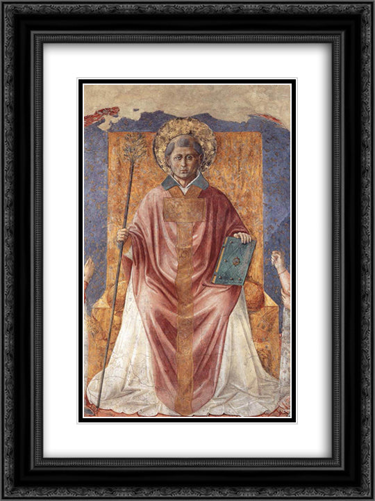 St. Fortunatus Enthroned 18x24 Black Ornate Wood Framed Art Print Poster with Double Matting by Gozzoli, Benozzo