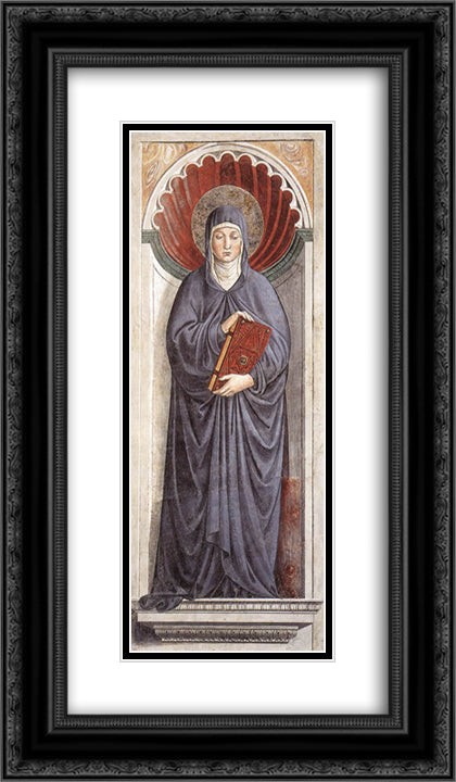 St. Monica 14x24 Black Ornate Wood Framed Art Print Poster with Double Matting by Gozzoli, Benozzo