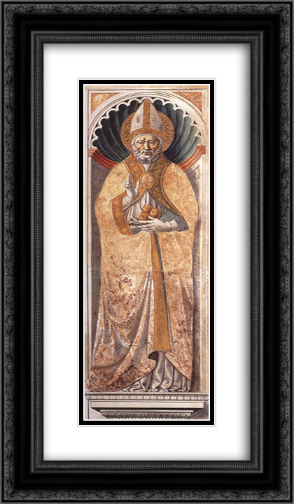 St. Nicholas of Bari 14x24 Black Ornate Wood Framed Art Print Poster with Double Matting by Gozzoli, Benozzo