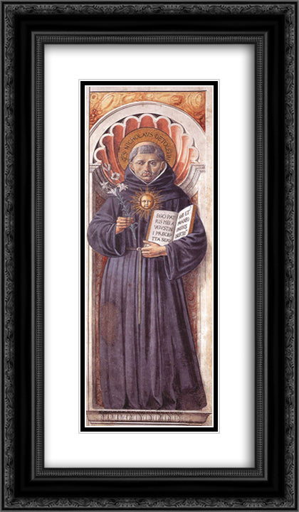 St. Nicholas of Tolentino 14x24 Black Ornate Wood Framed Art Print Poster with Double Matting by Gozzoli, Benozzo