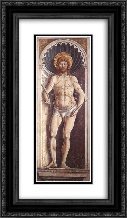 St. Sebastian 14x24 Black Ornate Wood Framed Art Print Poster with Double Matting by Gozzoli, Benozzo