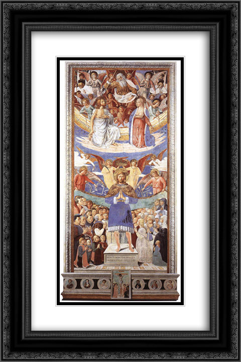 St. Sebastian Intercessor 16x24 Black Ornate Wood Framed Art Print Poster with Double Matting by Gozzoli, Benozzo