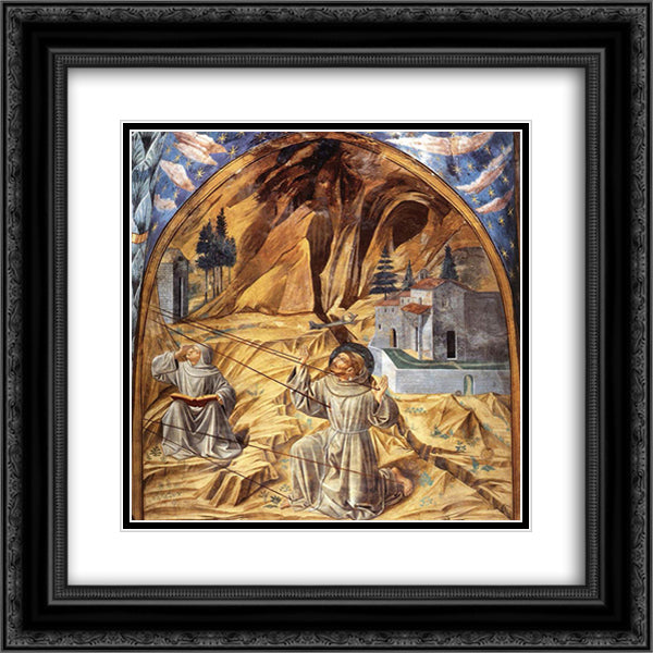 Stigmatization of St. Francis 20x20 Black Ornate Wood Framed Art Print Poster with Double Matting by Gozzoli, Benozzo