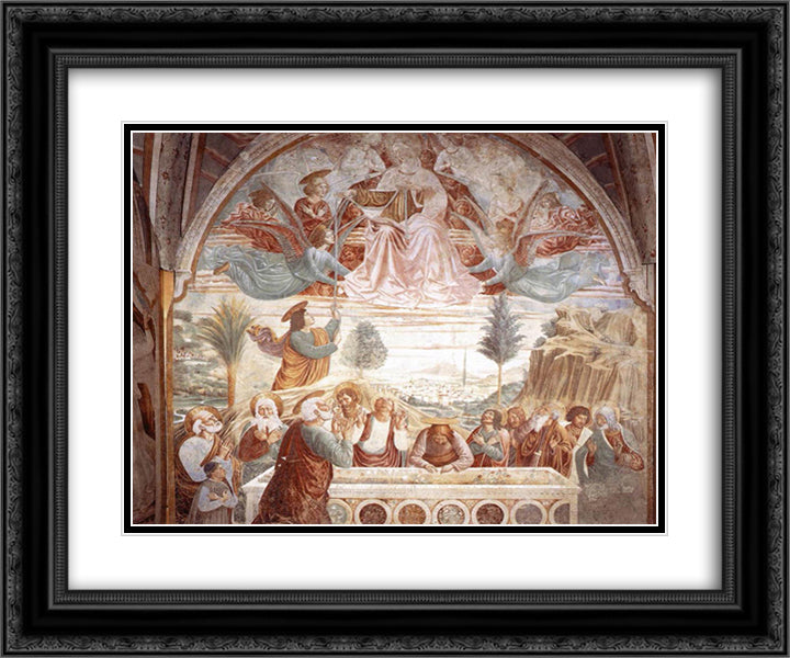 Tabernacle of the Madonna delle Tosse Assumption of the Virgin 24x20 Black Ornate Wood Framed Art Print Poster with Double Matting by Gozzoli, Benozzo