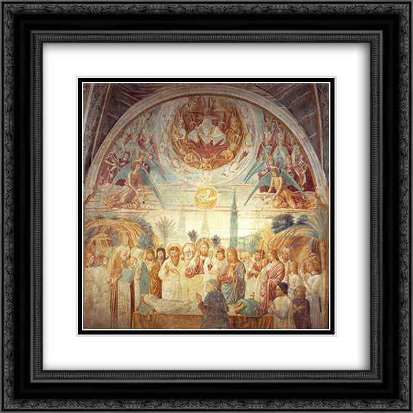 Tabernacle of the Madonna delle Tosse Death of Mary 20x20 Black Ornate Wood Framed Art Print Poster with Double Matting by Gozzoli, Benozzo