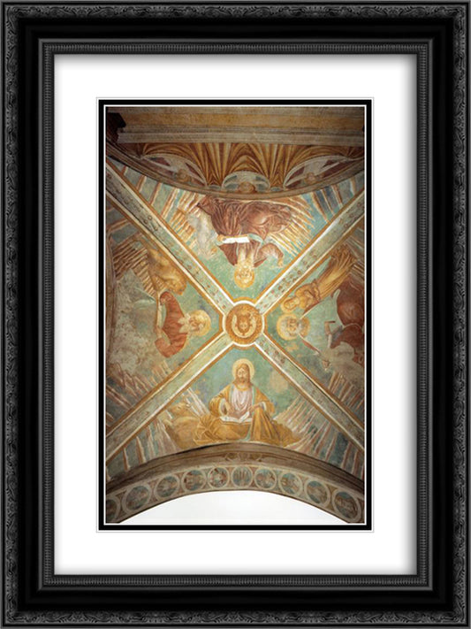 Tabernacle of the Madonna delle Tosse Four Evangelists 18x24 Black Ornate Wood Framed Art Print Poster with Double Matting by Gozzoli, Benozzo