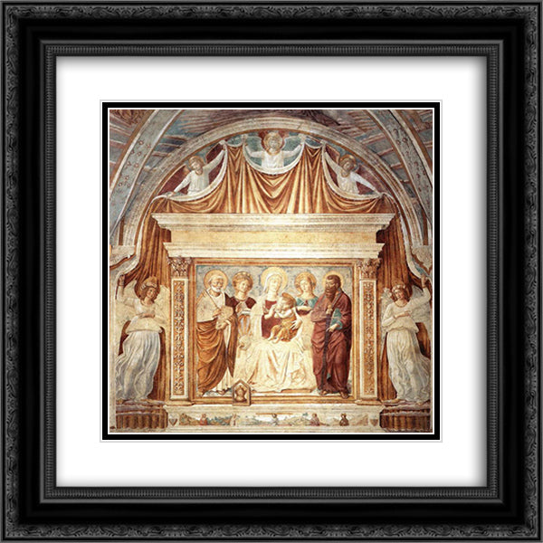 Tabernacle of the Madonna delle Tosse Maria lactans 20x20 Black Ornate Wood Framed Art Print Poster with Double Matting by Gozzoli, Benozzo