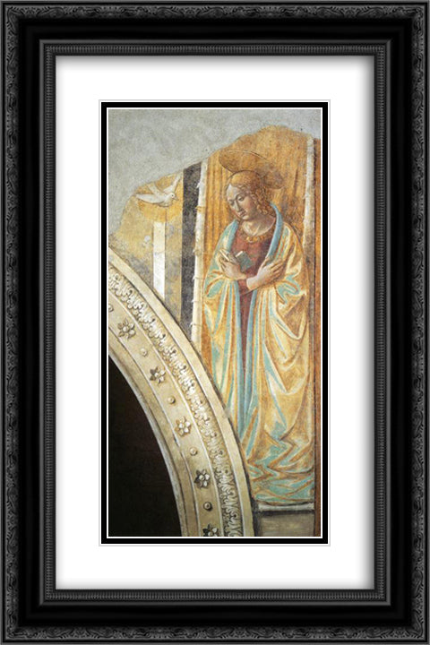 Tabernacle of the Visitation Annunciation Mary 16x24 Black Ornate Wood Framed Art Print Poster with Double Matting by Gozzoli, Benozzo