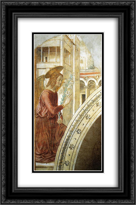 Tabernacle of the Visitation Annunciation the Archangel Gabriel 16x24 Black Ornate Wood Framed Art Print Poster with Double Matting by Gozzoli, Benozzo