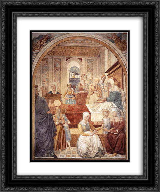 Tabernacle of the Visitation Birth of Mary 20x24 Black Ornate Wood Framed Art Print Poster with Double Matting by Gozzoli, Benozzo