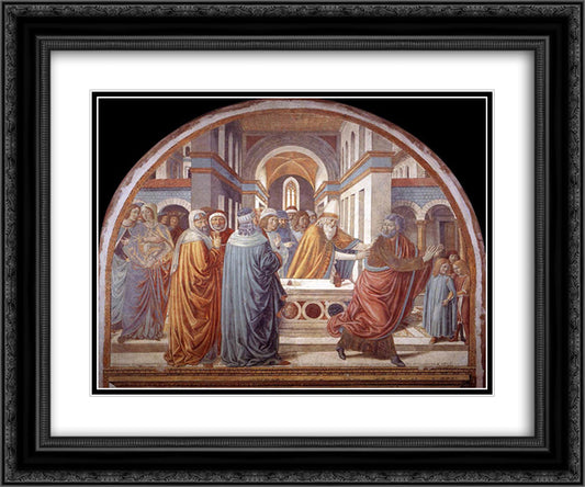 Tabernacle of the Visitation Expultion of Joachim from the Temple 24x20 Black Ornate Wood Framed Art Print Poster with Double Matting by Gozzoli, Benozzo