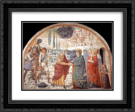 Tabernacle of the Visitation Meeting at the Golden Gate 24x20 Black Ornate Wood Framed Art Print Poster with Double Matting by Gozzoli, Benozzo