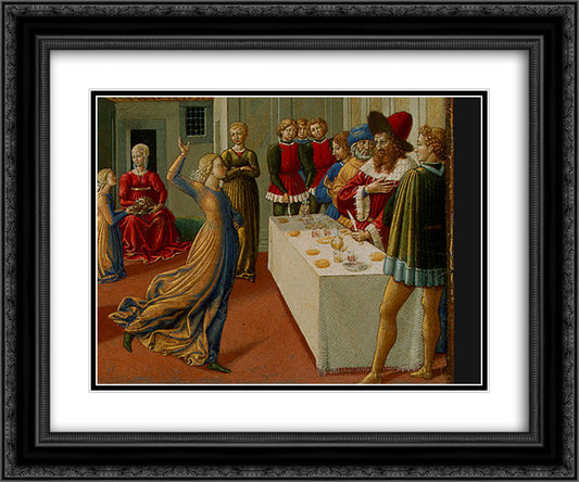 The Dance of Salome (detail) 24x20 Black Ornate Wood Framed Art Print Poster with Double Matting by Gozzoli, Benozzo