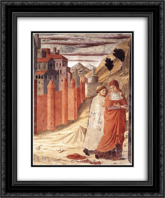 The Departure of St. Jerome from Antioch 20x24 Black Ornate Wood Framed Art Print Poster with Double Matting by Gozzoli, Benozzo