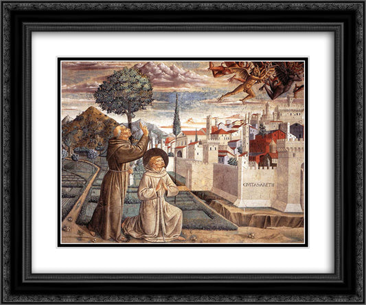 The Expulsion of the Devils from Arezzo 24x20 Black Ornate Wood Framed Art Print Poster with Double Matting by Gozzoli, Benozzo