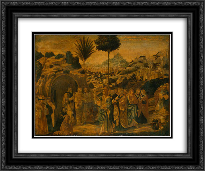 The Raising of Lazarus 24x20 Black Ornate Wood Framed Art Print Poster with Double Matting by Gozzoli, Benozzo