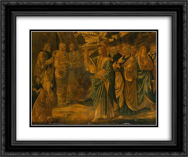 The Raising of Lazarus (detail) 24x20 Black Ornate Wood Framed Art Print Poster with Double Matting by Gozzoli, Benozzo