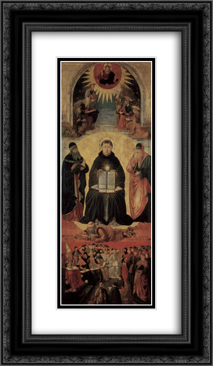 The Triumph of St. Thomas Aquinas 14x24 Black Ornate Wood Framed Art Print Poster with Double Matting by Gozzoli, Benozzo