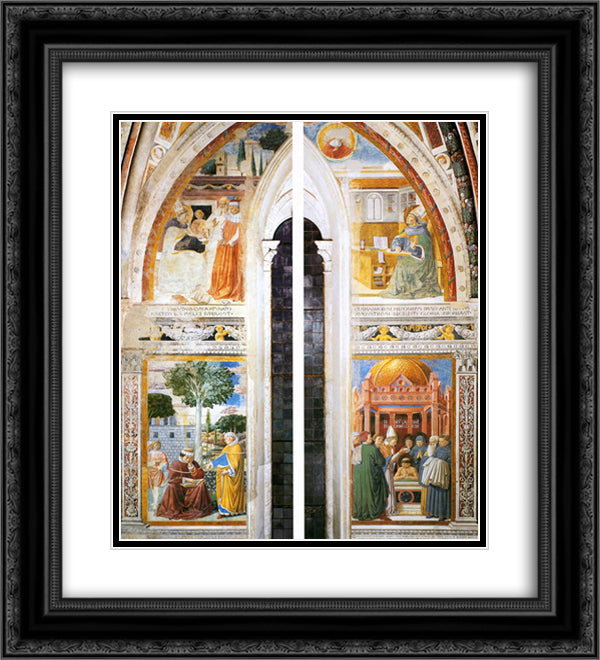 Upper Portions of the East (window) Wall 20x22 Black Ornate Wood Framed Art Print Poster with Double Matting by Gozzoli, Benozzo