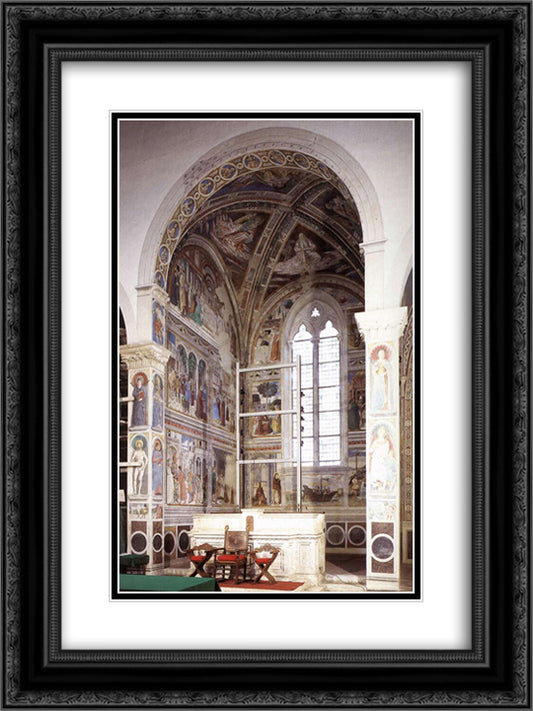 View of the Apsidal Chapel of Sant'Agostino. Cycle of St. Augustine 18x24 Black Ornate Wood Framed Art Print Poster with Double Matting by Gozzoli, Benozzo