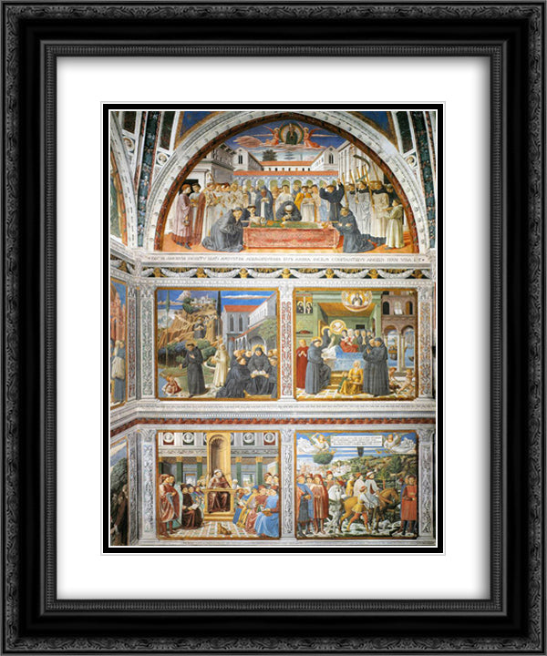 View of the Right Hand Wall of the Chapel 20x24 Black Ornate Wood Framed Art Print Poster with Double Matting by Gozzoli, Benozzo