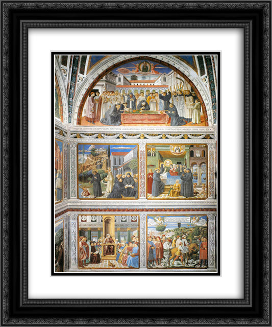 View of the Right Hand Wall of the Chapel 20x24 Black Ornate Wood Framed Art Print Poster with Double Matting by Gozzoli, Benozzo